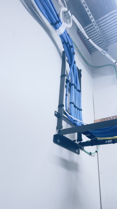 Ladder rack with bundled, dressed Cat6 runs